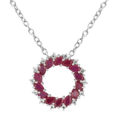 BUY STERLING SILVER  GLASS FILLED RUBY GEMSTONE PENDANT